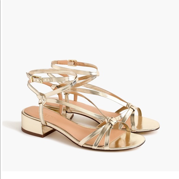 gold sandals low heel